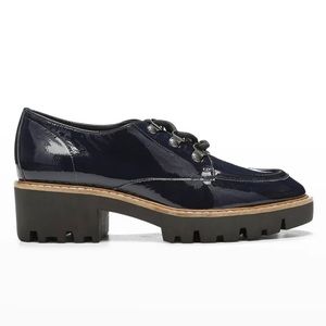 Evans crinkle patent Oxford loafers